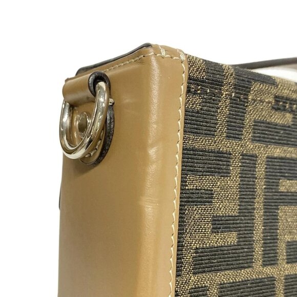 Auth FENDI Baguette Soft Trunk/Zucca Pattern 7VA565 Dark Brown Beige Jacquard - Picture 5 of 16